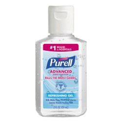 Purell Advanced Refreshing Gel Hand Sanitizer, 2 oz, Flip-Cap Bottle, Clean Scent, 24/Carton