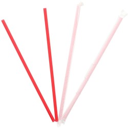STRAWS, RED, GIANT, 10.25", WRAPPED STRAWS, RED, GIANT, 10.25", WRAPPED