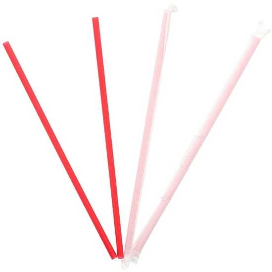 STRAWS, RED, GIANT, 10.25", WRAPPED