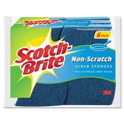 Non-Scratch Multi-Purpose Scrub Sponge, 4.4 X 2.6, 0.8" Thick, Blue, 6/pack