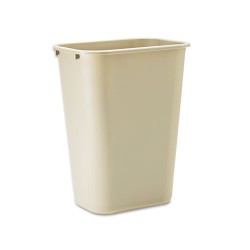 Deskside Plastic Wastebasket, Rectangular, 10.25 Gal, Beige