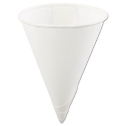 Rolled Rim Paper Cone Cups, 4 Oz, White, 5,000/carton