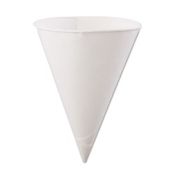 Rolled Rim, Poly Bagged Paper Cone Cups, 6 Oz, White, 200/bag, 25 Bags/carton