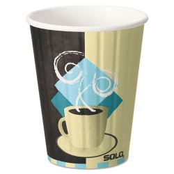 Duo Shield Hot Insulated Paper Cups, 12 Oz, Tuscan Cafe, Chocolate/blue/beige, 40/pack