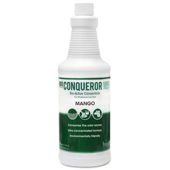 Bio Conqueror 105 Enzymatic Odor Counteractant Concentrate, Mango, 32 Oz Bottle, 12/carton