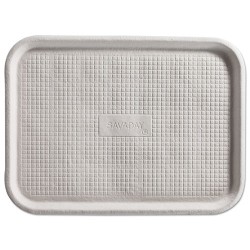 Savaday Molded Fiber Flat Food Tray, 1-Compartment, 6 X 12, White, 200/carton