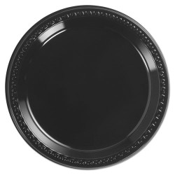Heavyweight Plastic Plates, 9" Dia, Black, 125/pack, 4 Packs/carton