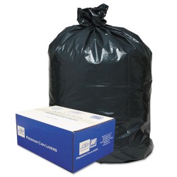 Linear Low-Density Can Liners, 56 Gal, 0.9 Mil, 43" X 47", Black, 100/carton