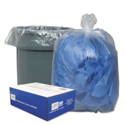 Linear Low-Density Can Liners, 56 Gal, 0.9 Mil, 43" X 47", Clear, 100/carton