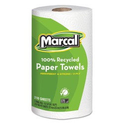 100% Premium Recycled Kitchen Roll Towels, 2-Ply, 8.8 X 11, 210 Sheets, 12 Rolls/carton