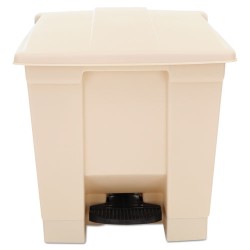 Indoor Utility Step-On Waste Container, Square, Plastic, 8 Gal, Beige