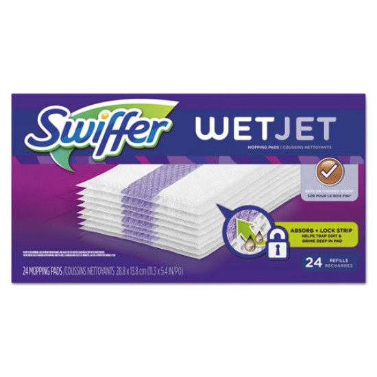 Wetjet System Refill Cloths, 11.3" X 5.4", White, 24/box, 4/cart