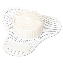 Dyna-Screen Urinal Screen With Block, Camphor Scent, 0.4 Lb, White, 6/carton