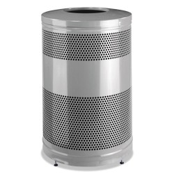 Classics Open Top Waste Receptacle, 51 Gal, Stardust Silver Metallic With Black Lid