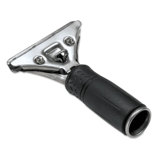 Pro Stainless Steel Squeegee Handle, Rubber Grip, Black/steel, Screw Clamp