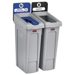 Slim Jim Recycling Station Kit, 46 Gal, 2-Stream Landfill/mixed Recycling
