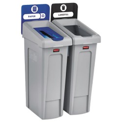 Slim Jim Recycling Station Kit, 46 Gal, 2-Stream Landfill/paper