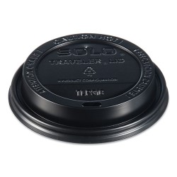 Traveler Cappuccino Style Dome Lid, Fits 10 Oz To 24 Oz Cups, Black, 100/sleeve, 10 Sleeves/carton