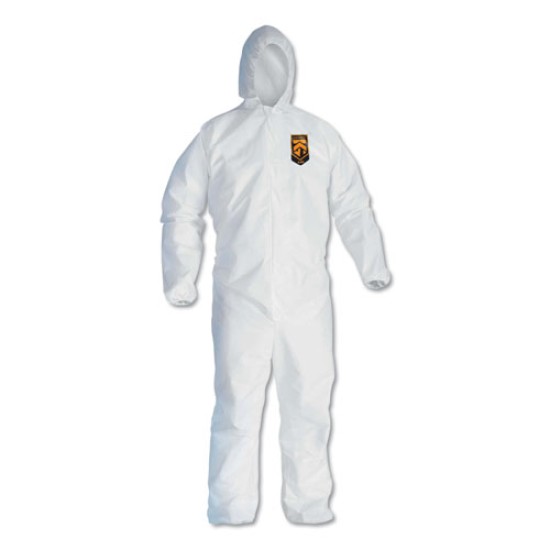 COVERALL,A45,HOODED,L,WH