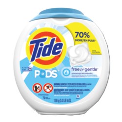 Free And Gentle Laundry Detergent, Pods, 72/pack