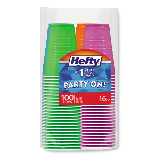 Hefty CUPS/LIDS, COLORED PLASTIC & COMBOS, CUP,HEFTY,16OZ,PARTY,CT