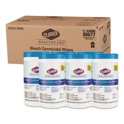 Bleach Germicidal Wipes, 6 X 5, Unscented, 150/canister, 6 Canisters/carton