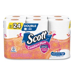 Comfortplus Toilet Paper, Double Roll, Bath Tissue, Septic Safe, 1-Ply, White, 231 Sheets/roll, 12 Rolls/pack