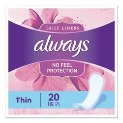 Thin Daily Panty Liners, Regular, 20/Pack, 24 Packs/Carton