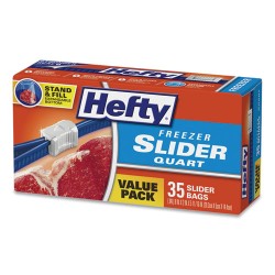Slider Bags, 1 Qt, 2.5 Mil, 7" X 8", Clear, 35/box