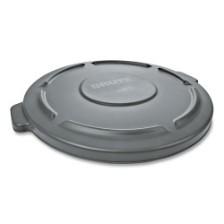Round Flat Top Lid, For 32 Gal Round Brute Containers, 22.25" Diameter, Gray