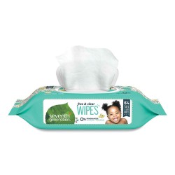 Free And Clear Baby Wipes, Unscented, White, 64/flip Top Pack, 12 Packs/carton