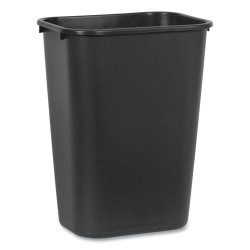 Deskside Plastic Wastebasket, Rectangular, 10.25 Gal, Black