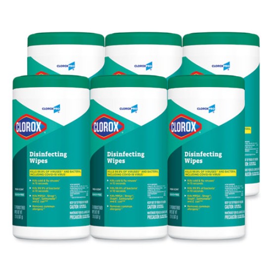Disinfecting Wipes, 7 X 8, Fresh Scent, 75/canister, 6/carton