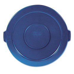 Round Flat Top Lid, For 32 Gal Round Brute Containers, 22.25" Diameter, Blue