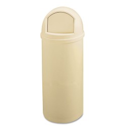 Marshal Classic Container, Round, Polyethylene, 25 Gal, Beige
