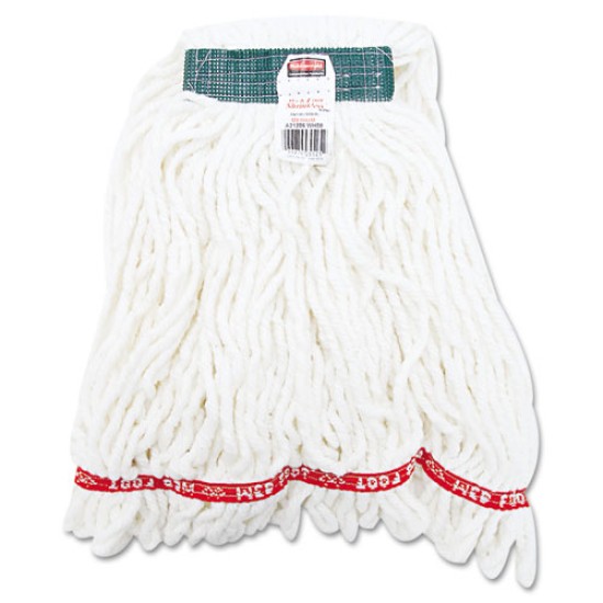 Web Foot Shrinkless Looped-End Wet Mop Head, Cotton/synthetic, Medium, White