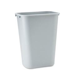 Deskside Plastic Wastebasket, Rectangular, 10.25 Gal, Gray