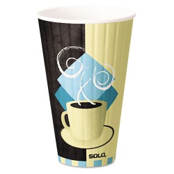 Duo Shield Insulated Paper Hot Cups, 20 Oz, Tuscan Cafe, Chocolate/blue/beige, 350/carton