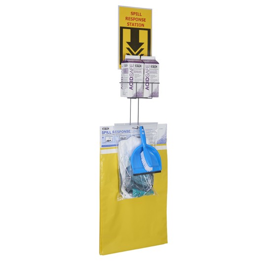 BATTERY ACID SPILL KIT BATTERY ACID SPILL KIT - AcidSafe Wall Mount Spill Station with counter broom