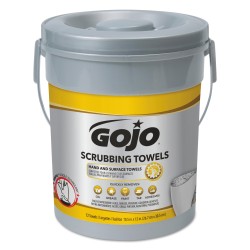 Scrubbing Towels, Hand Cleaning, 2-Ply, 10.5 x 12, Fresh Citrus, Silver/Yellow, 72/Bucket