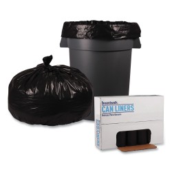 Low Density Repro Can Liners, 56 Gal, 1.2 Mil, 43" X 47", Black, 10 Bags/roll, 10 Rolls/carton