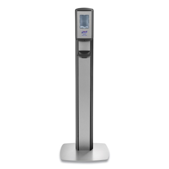 MESSENGER CS8 Silver Panel Floor Stand with Dispenser, 1,200 mL, 15.13 x 16.62 x 52.68, Graphite/Silver