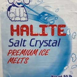Halite/rock salt 50# bag 49 on pallet Halite/rock salt 50# bag 49 on pallet